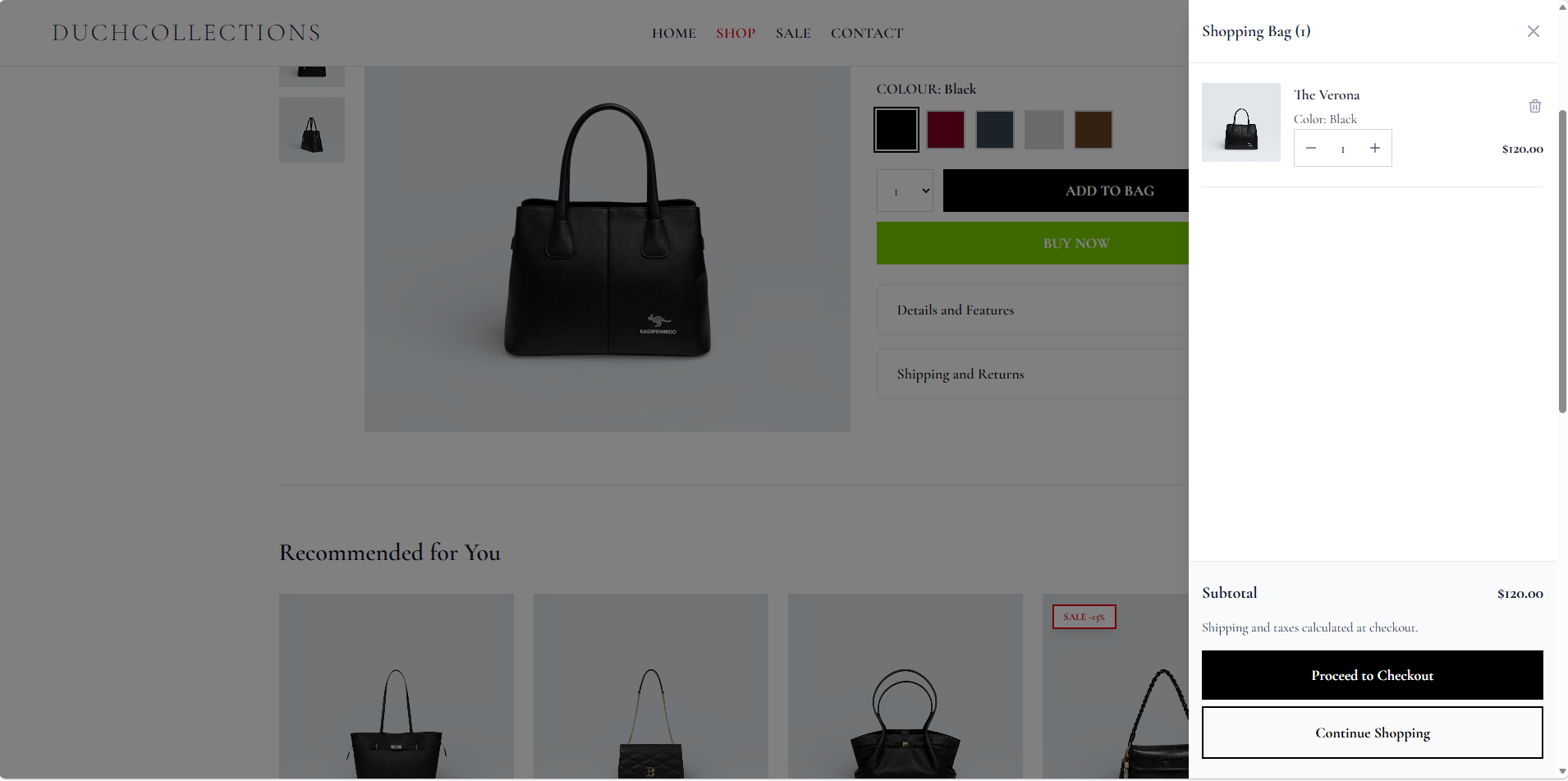 Product detail page